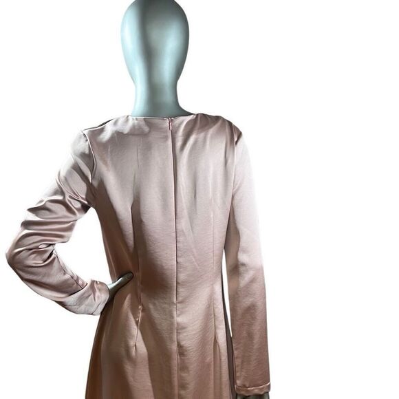 NWT SOALLURE Satin Blush Long Trapeze Dress (004) - Picture 9 of 16